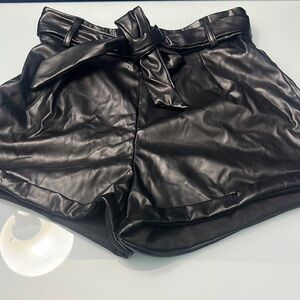 High Waisted Faux Leather Shorts